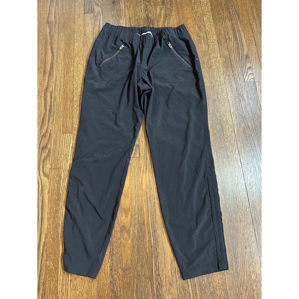 Athleta Trekkie Jogger Black Hiking Pants Women Size 8 Zipper Pockets Cinch Hem